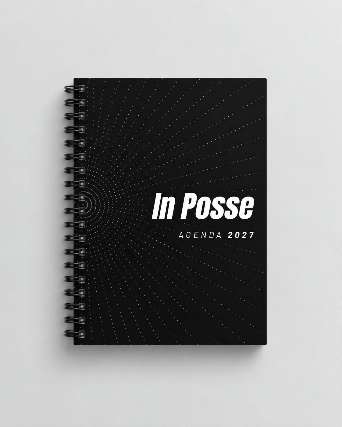 Agenda In Posse 2027 negra con líneas de puntos